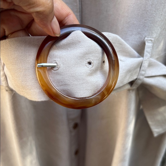 LC Lauren Conrad Beige midi dress size L linen blend safarai style khaki. - Picture 11 of 12